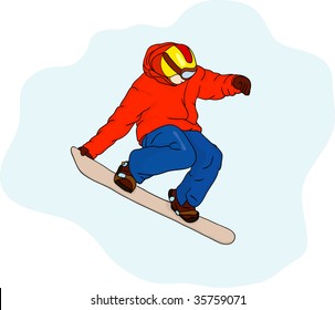 vector - snowboarder on blue background