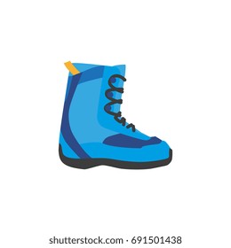 vector snowboarding boots flat icon. Isolated illustration on a white background. Snowboard, ski winter activity equipment, tools object design.