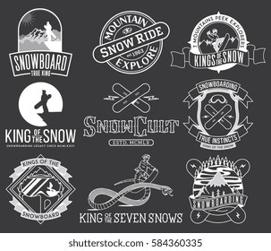 Vector snowboarding bundle of badges and icons for any use