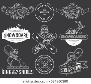 Vector snowboarding bundle of badges and icons for any use