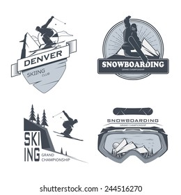 Vector snowboarding,skiing labels