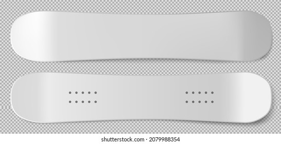 Vector snowboards blank, front back view isolated on transparent background