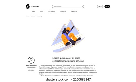 Vector snowborder in shadow of sharp lines style