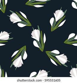 vector snowdrops seamless pattern. floral stylish background