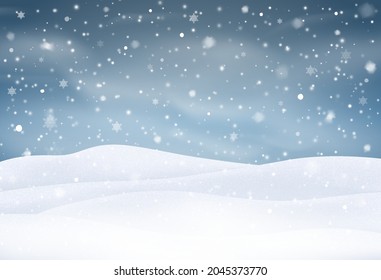 Vector snowfall isolated. Winter background. Snow overlay. Snowflakes, ice and snow landscape.