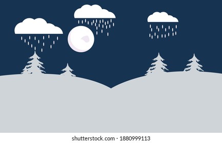 Vector snowfall Landscape in a minimalist 