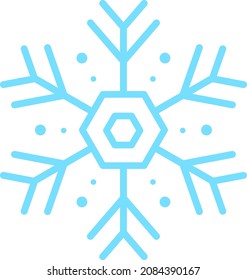 Vector Snowflake - Beeindruckende Vektorsymbol eines hellblauen Schneeflochs, geeignet für Spiel, Animation, App, Symbol, Zeichen, Aufkleber, Kinderbuch, Dekoration, Weihnachten und Illustration im Allgemeinen - Vektorsymbol