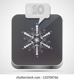 Vector snowflake app icon with gray bubble speech. Eps 10