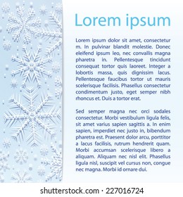 Vector snowflake background. Use for snow/winter/Christmas background/texture. Use for card, banners, label, web, webside, www, backdrop, letter, message etc. Eps 10. 