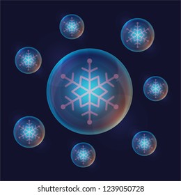 
Vector. Snowflake in the ball. Ice ball.