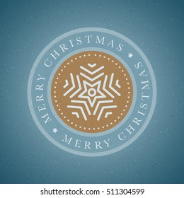 Vector snowflake Christmas greeting card. Circle Christmas design on cold blue texture background. Elements are layered separately in vector file.