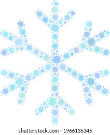 Vektor Schneeflocken covid Mosaik Symbol kombiniert für Krankenhauszwecke. Snowflake-Mosaik wird aus randomisierten, coviden viralen Gegenständen erzeugt.