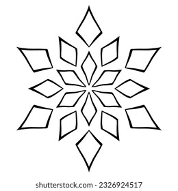 Vector snowflake design. Christmas doodle snow flake icon