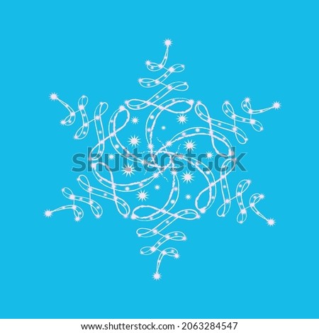 Vector snowflake. Design winter isolated element of dekor on blue background