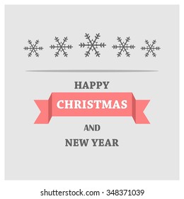 Vector snowflake Flat Icon card. Abstract snowflake of geometric shapes. Sign of the White snowflakes on blue background. Christmas. New Year card illustration. Holiday design Winter backgrounds