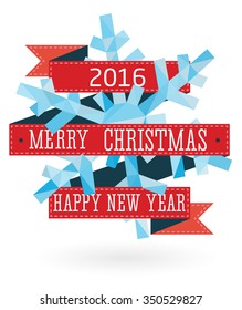 Vector snowflake, geometric Christmas background and postcard