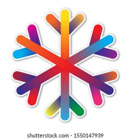 Vector Snowflake icon. Paper sticker with shadow. Colorful Snowflake isolated.