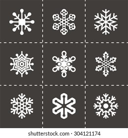 Vector Snowflake Icon Set On Black Background