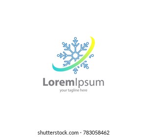 Vector snowflake icon. a sign of modern snow in light blue