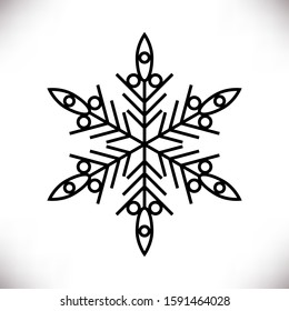 Vector snowflake icon. Simple flat black 
silhouette isolated on white background. New year and Christmas design elements. Perfect for print,banner,poster, greeting card, apps, blog decoration,website