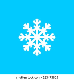 Vector snowflake icon. White snowflake on blue background