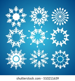 Vector snowflake icons set.