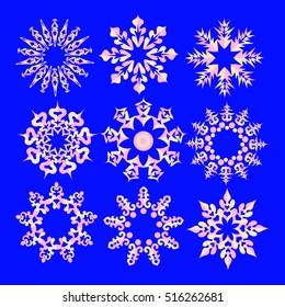 Vector snowflake icons set.

Collection of decorative isolated design elements. Symbols of winter, christmas and new year