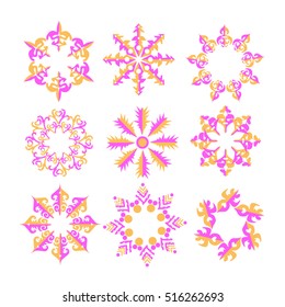 Vector snowflake icons set.

Collection of decorative isolated design elements. Symbols of winter, christmas and new year