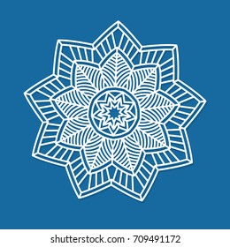 Vector snowflake. Laser Cutting template for greeting cards, envelopes, invitations, interior elements. Vector xmas paper cutting ornamental panel. Die cut card.