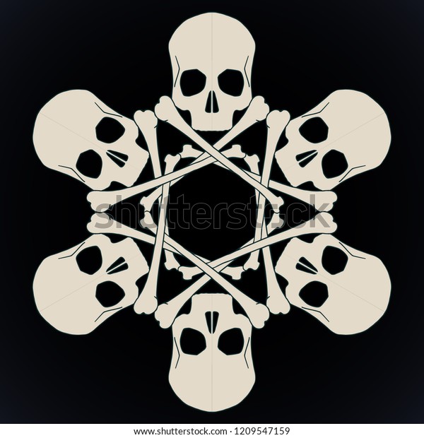 Vector Snowflake Made Skulls Bones Beige Stock Vector (Royalty Free