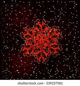Vector snowflake on a beautiful bright background.
