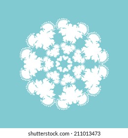Vector snowflake on blue background.Christmas illustration.