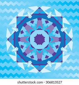 Vector snowflake poster double exposure effect