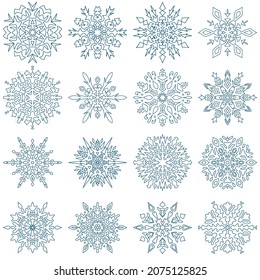 Vector snowflake set blue snowflake s isolated on white background