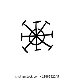 Vector snowflake shape contour, ink art. Simple minimalistic element for design, monochrome print