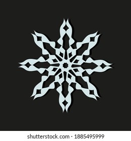 Silueta vectorial de copo de nieve sobre fondo oscuro