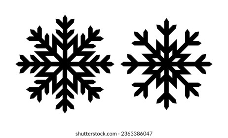 Siluetas de copo de nieve negro sobre fondo blanco