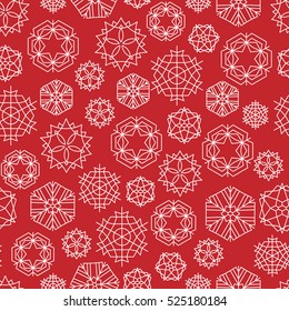Vector snowflake winter Christmas seamless red pattern