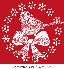 Vector Snowflake Wreath. Holiday christmas stickers.