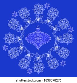 Vector Snowflake Wreath. Holiday christmas stickers.