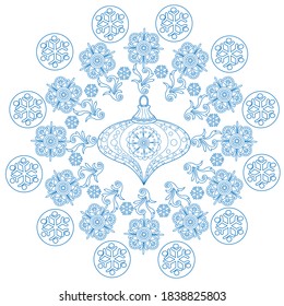 Vector Snowflake Wreath. Holiday christmas stickers.