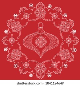 Vector Snowflake Wreath. Holiday christmas stickers.