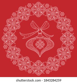 Vector Snowflake Wreath. Holiday christmas stickers.
