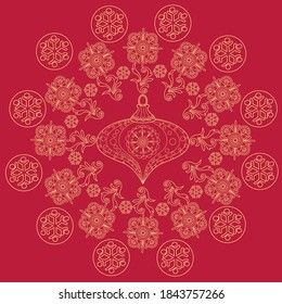 Vector Snowflake Wreath. Holiday christmas stickers.