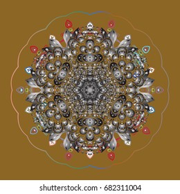 Vector snowflakes background. Flat design with abstract snowflakes isolated on colors background. Snowflakes pattern. Vector illustration. Snowflake colorful pattern.