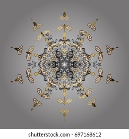 Vector snowflakes background. Flat design with abstract snowflakes isolated on colors background. Vector illustration. Snowflake colorful pattern. Snowflakes pattern.