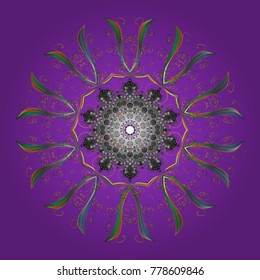 Vector snowflakes background. Vector illustration. Flat design with abstract snowflakes isolated on colors background. Snowflakes pattern. Snowflake colorful pattern.