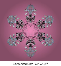 Vector snowflakes background. Vector illustration. Snowflake colorful pattern. Flat design with abstract snowflakes isolated on colors background. Snowflakes pattern.