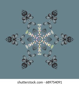 Vector snowflakes background. Vector illustration. Snowflake colorful pattern. Flat design with abstract snowflakes isolated on colors background. Snowflakes pattern.