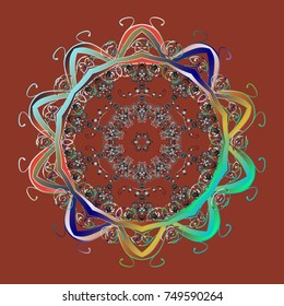 Vector snowflakes background. Snowflakes pattern. Flat design with abstract snowflakes isolated on colors background. Snowflake colorful pattern. Vector illustration.